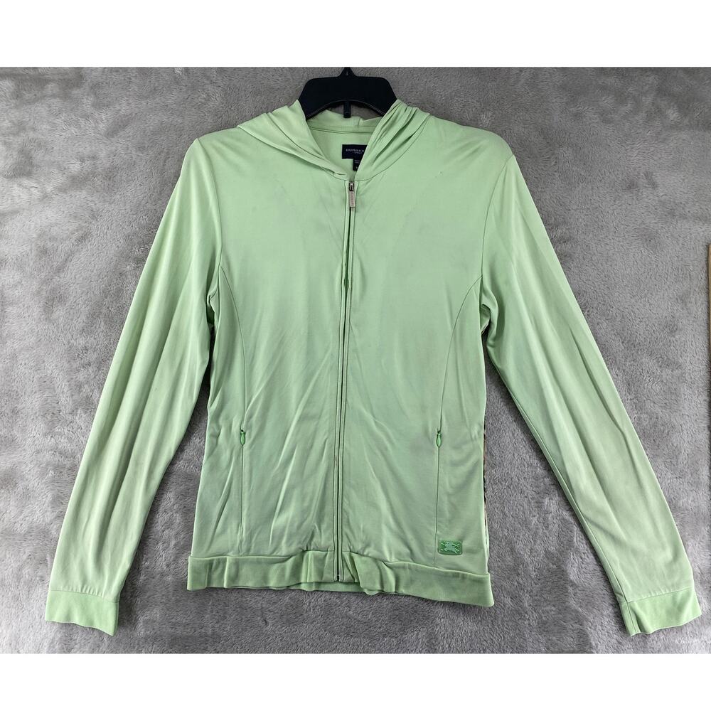 Burberry Golf Womens M Green Full Zip Hooded Jacket Equestrian Knight Y2K